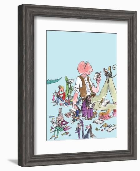 Roald Dahl Characters Reading-Quentin Blake-Framed Art Print