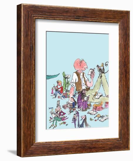 Roald Dahl Characters Reading-Quentin Blake-Framed Art Print