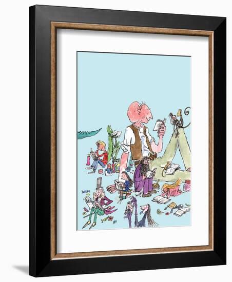 Roald Dahl Characters Reading-Quentin Blake-Framed Art Print