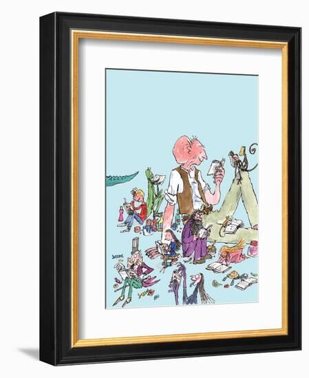 Roald Dahl Characters Reading-Quentin Blake-Framed Art Print