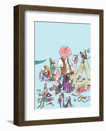 Roald Dahl Characters Reading-Quentin Blake-Framed Art Print