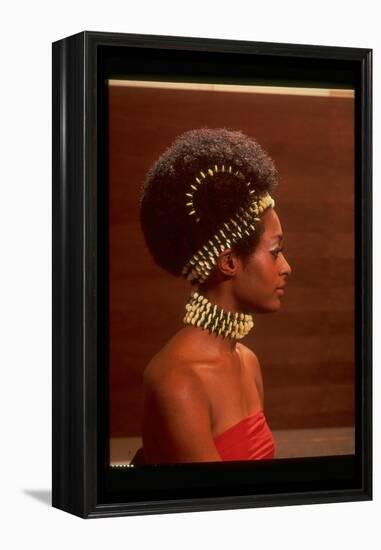 Roanne Nesbitt Modeling Afro Wig and African Inspired Necklace and Headdress-Yale Joel-Framed Premier Image Canvas