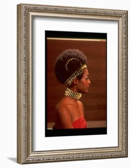 Roanne Nesbitt Modeling Afro Wig and African Inspired Necklace and Headdress-Yale Joel-Framed Photographic Print