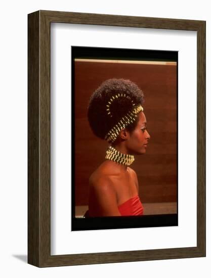 Roanne Nesbitt Modeling Afro Wig and African Inspired Necklace and Headdress-Yale Joel-Framed Photographic Print