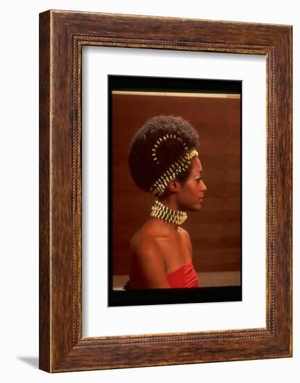 Roanne Nesbitt Modeling Afro Wig and African Inspired Necklace and Headdress-Yale Joel-Framed Photographic Print