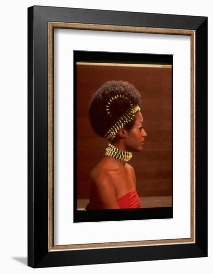 Roanne Nesbitt Modeling Afro Wig and African Inspired Necklace and Headdress-Yale Joel-Framed Photographic Print