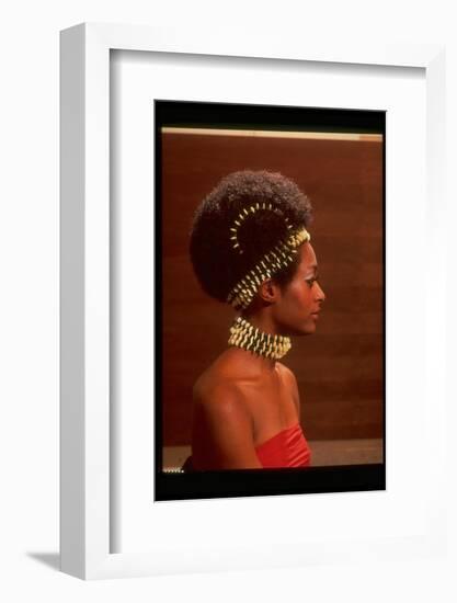 Roanne Nesbitt Modeling Afro Wig and African Inspired Necklace and Headdress-Yale Joel-Framed Photographic Print