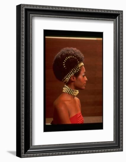 Roanne Nesbitt Modeling Afro Wig and African Inspired Necklace and Headdress-Yale Joel-Framed Photographic Print