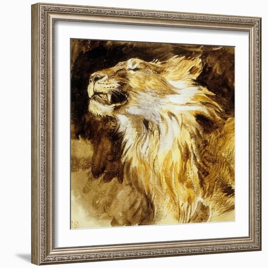 Roaring Lion, C.1833-35-Eugene Delacroix-Framed Photo