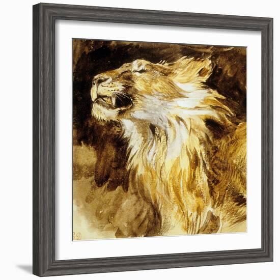 Roaring Lion, C.1833-35-Eugene Delacroix-Framed Photo