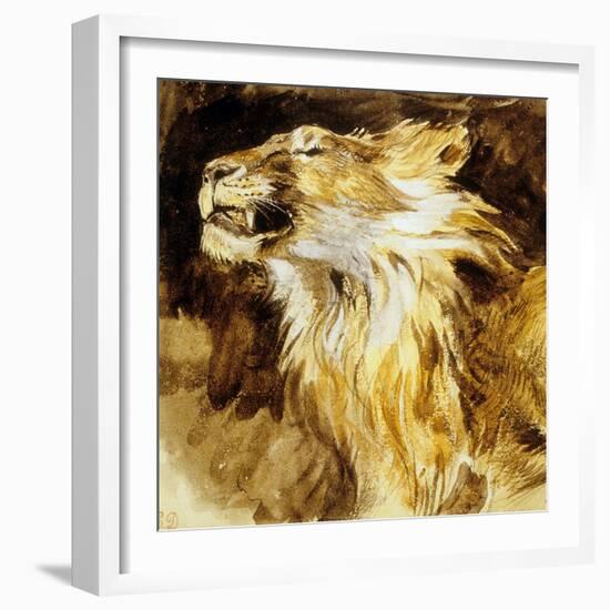 Roaring Lion, C.1833-35-Eugene Delacroix-Framed Photo