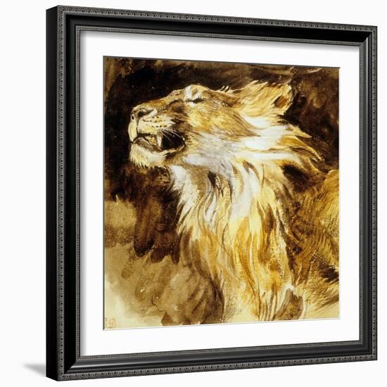 Roaring Lion, C.1833-35-Eugene Delacroix-Framed Photo