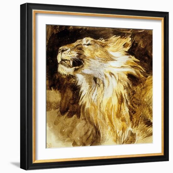 Roaring Lion, C.1833-35-Eugene Delacroix-Framed Photo