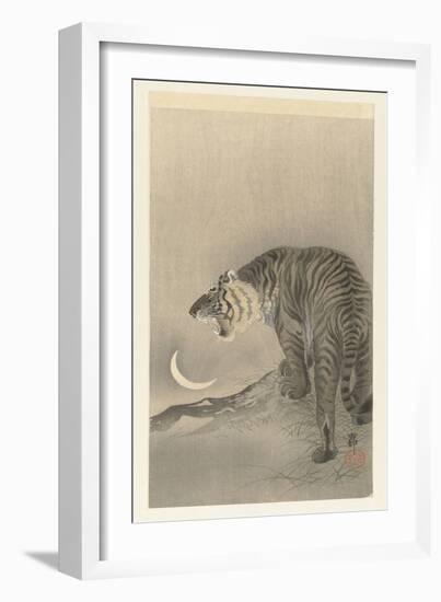 Roaring Tiger, 1900-35 (Colour Woodcut)-Ohara Koson-Framed Giclee Print