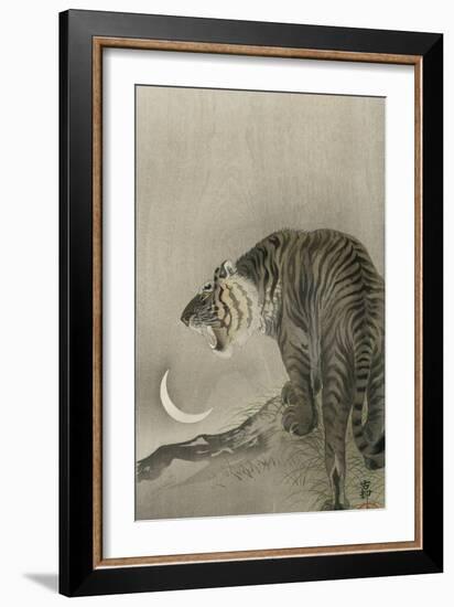 Roaring Tiger and Crescent Moon, 1910-Ohara Koson-Framed Giclee Print