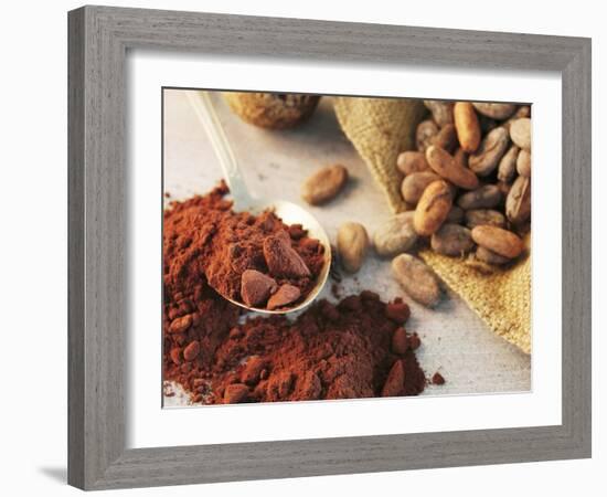 Roasted Cocoa Beans in Jute Sack and Cocoa Powder-Chris Meier-Framed Photographic Print