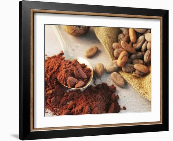 Roasted Cocoa Beans in Jute Sack and Cocoa Powder-Chris Meier-Framed Photographic Print