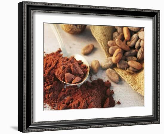 Roasted Cocoa Beans in Jute Sack and Cocoa Powder-Chris Meier-Framed Photographic Print
