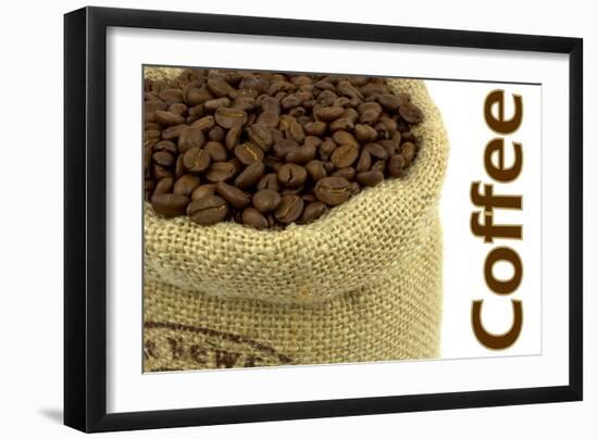 Roasted Coffee Beans In A Natural Bag And Sample Text-Hayati Kayhan-Framed Art Print