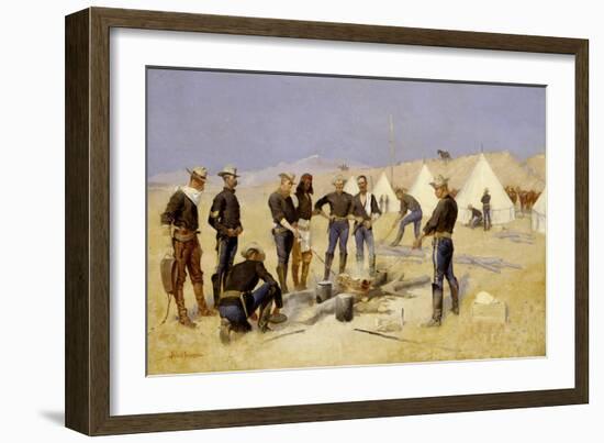 Roasting the Christmas Beef In A Cavalry Camp, c.1892-Frederic Remington-Framed Giclee Print