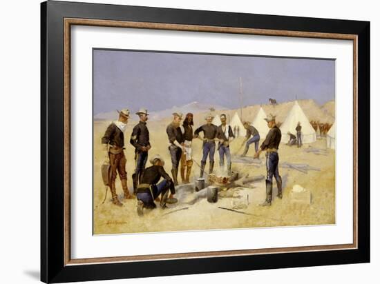 Roasting the Christmas Beef In A Cavalry Camp, c.1892-Frederic Remington-Framed Giclee Print