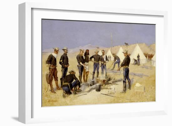 Roasting the Christmas Beef In A Cavalry Camp, c.1892-Frederic Remington-Framed Giclee Print