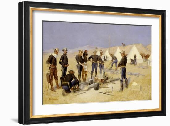 Roasting the Christmas Beef In A Cavalry Camp, c.1892-Frederic Remington-Framed Giclee Print