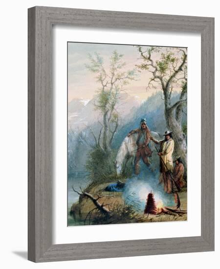 Roasting the Hump Rib, 1837-Alfred Jacob Miller-Framed Giclee Print