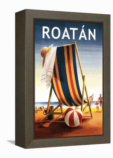 Roatan - Beach Chair and Ball-Lantern Press-Framed Stretched Canvas