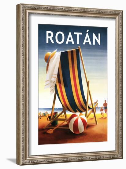 Roatan - Beach Chair and Ball-Lantern Press-Framed Art Print