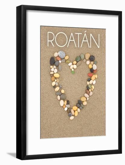 Roatan - Stone Heart on Sand-Lantern Press-Framed Art Print