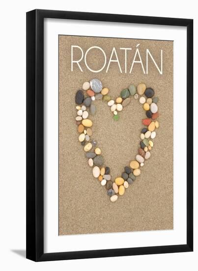 Roatan - Stone Heart on Sand-Lantern Press-Framed Art Print