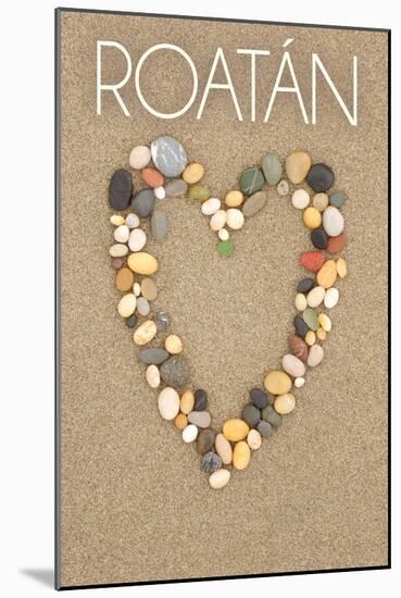 Roatan - Stone Heart on Sand-Lantern Press-Mounted Art Print