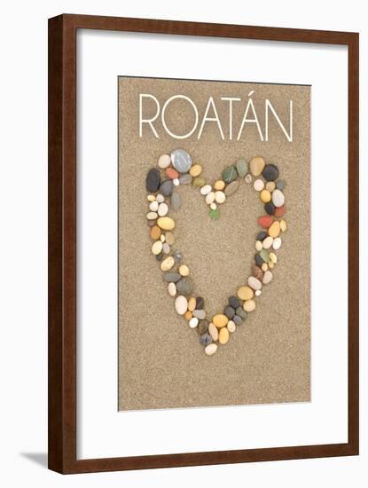 Roatan - Stone Heart on Sand-Lantern Press-Framed Art Print