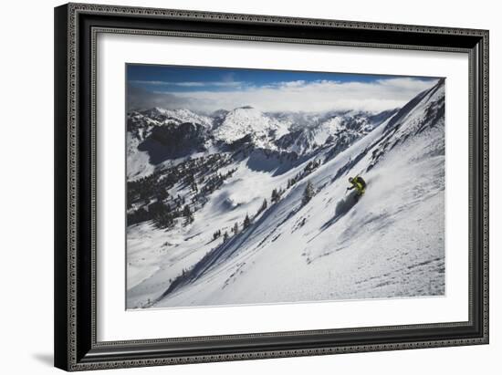 Rob Lea Backcountry Skiing Cardiac Bowl, Wasatch Mountains, Utah-Louis Arevalo-Framed Photographic Print