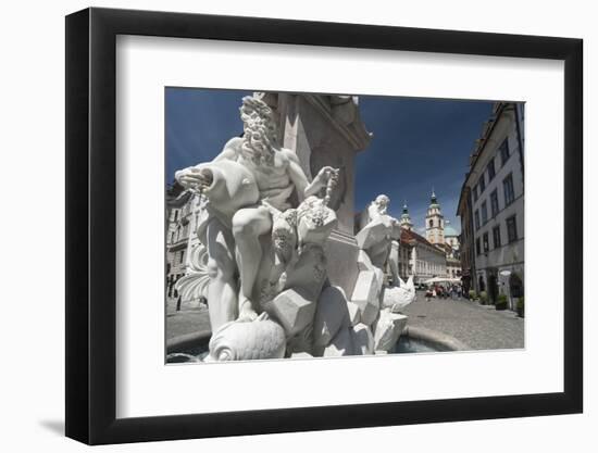 Robba fountain in Town Square and the Cathedral of St. Nicholas in the background, Ljubjlana, Slove-Sergio Pitamitz-Framed Photographic Print