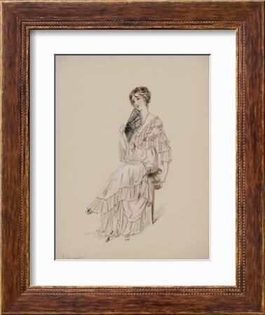 Robe rose décolleté, volants' Giclee Print - Madeleine Vionnet | Art.com