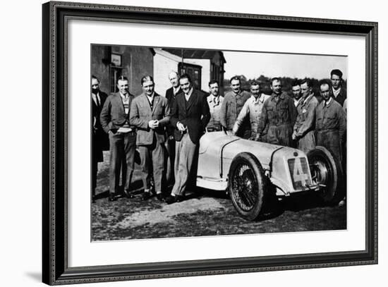 Robert Benoist with a Cigarette, Leaning Against a Delage 15-S8, 1927-null-Framed Photographic Print