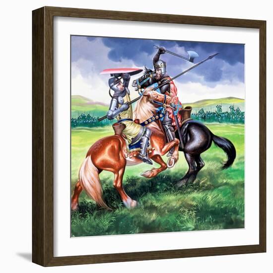 Robert Bruce About to Kill Sir Henry De Bohum-Ron Embleton-Framed Giclee Print