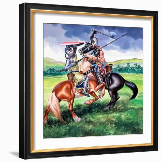 Robert Bruce About to Kill Sir Henry De Bohum-Ron Embleton-Framed Giclee Print