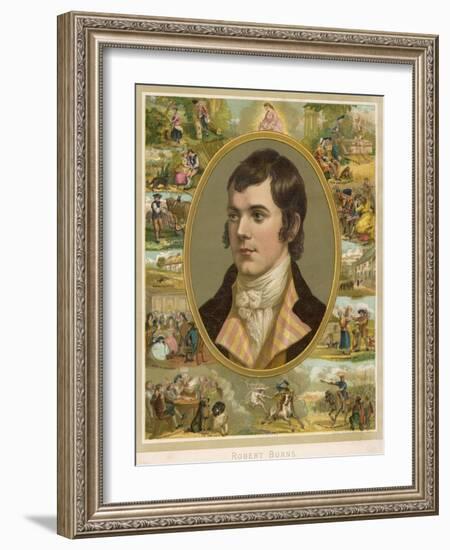 Robert Burns Scottish National Poet Portrait Surrounded by His Creations-null-Framed Photographic Print