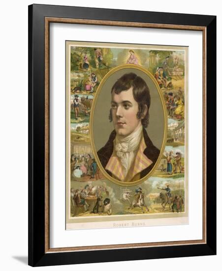 Robert Burns Scottish National Poet Portrait Surrounded by His Creations-null-Framed Photographic Print