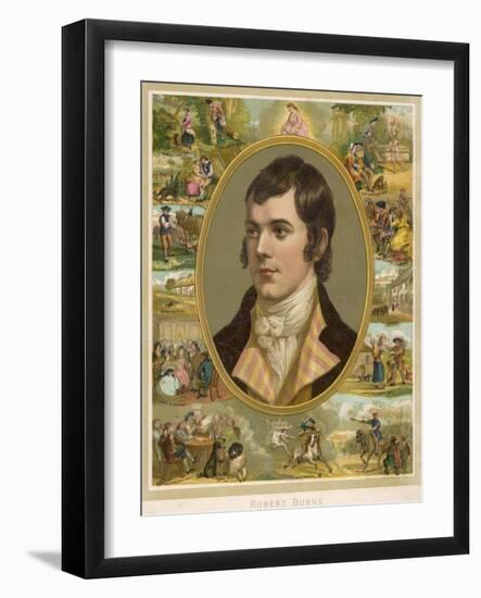 Robert Burns Scottish National Poet Portrait Surrounded by His Creations-null-Framed Photographic Print