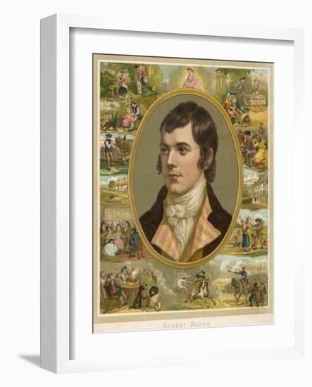 Robert Burns Scottish National Poet Portrait Surrounded by His Creations-null-Framed Photographic Print