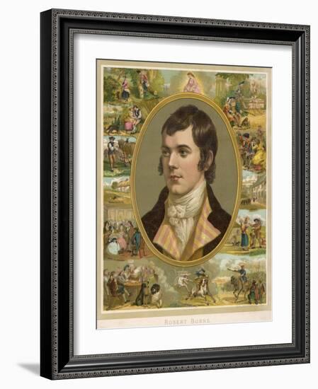 Robert Burns Scottish National Poet Portrait Surrounded by His Creations-null-Framed Photographic Print