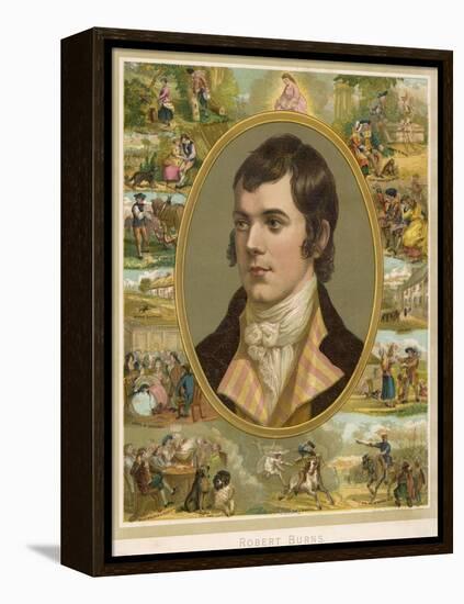 Robert Burns Scottish National Poet Portrait Surrounded by His Creations-null-Framed Premier Image Canvas