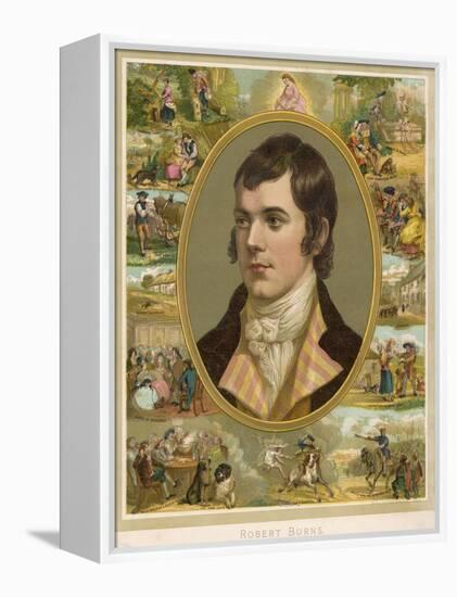 Robert Burns Scottish National Poet Portrait Surrounded by His Creations-null-Framed Premier Image Canvas