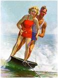 "Ski Boarding Couple," Saturday Evening Post Cover, June 27, 1936-Robert C. Kauffmann-Giclee Print