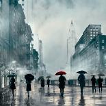 New York Red Umbrella - Golden-Robert Canady-Stretched Canvas