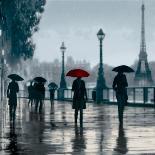 Paris Red Umbrella - Golden-Robert Canady-Giclee Print